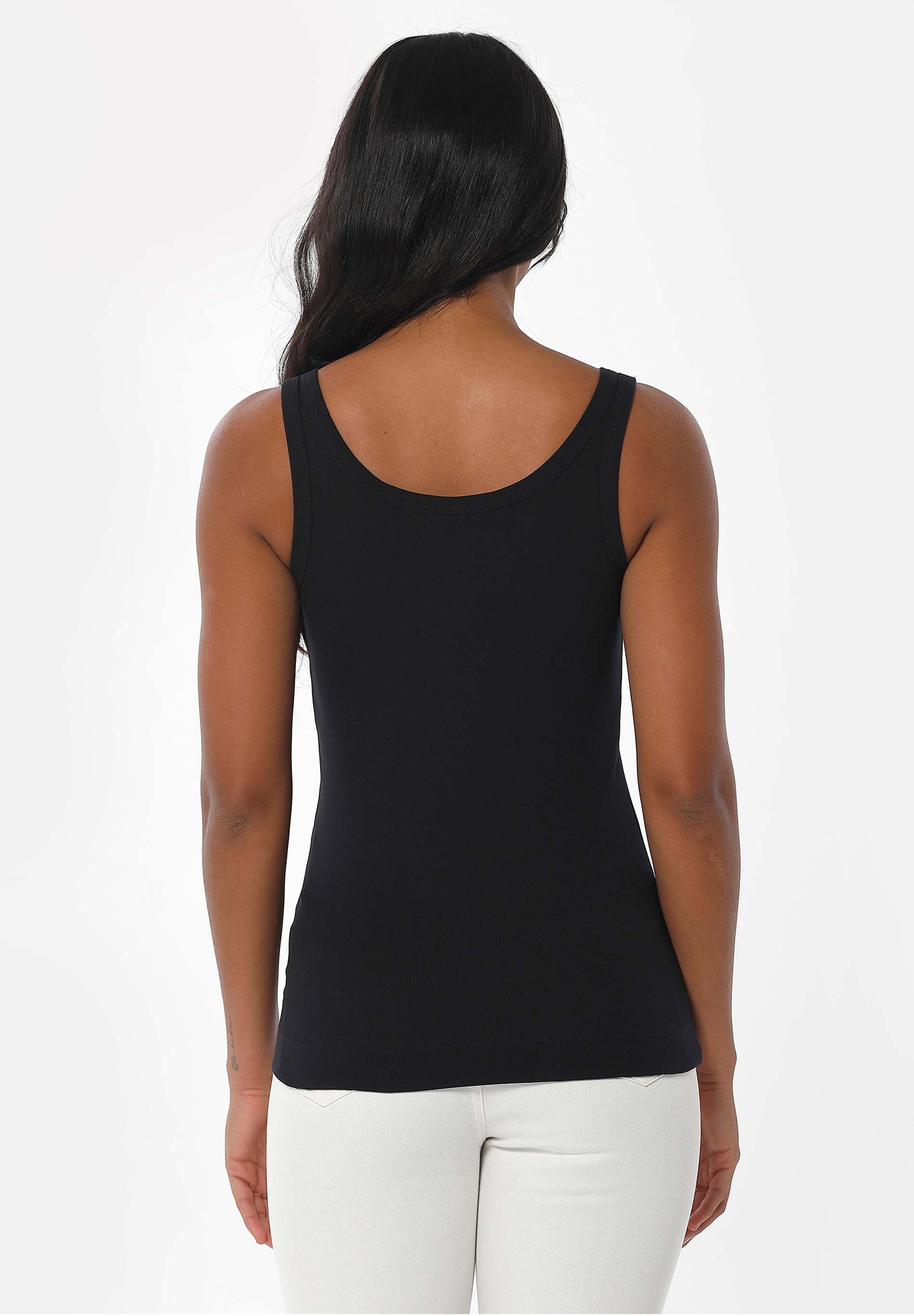 Ribbed Sleeveless Top in Organic Cotton in black (thin strap) - Ecomarket.com