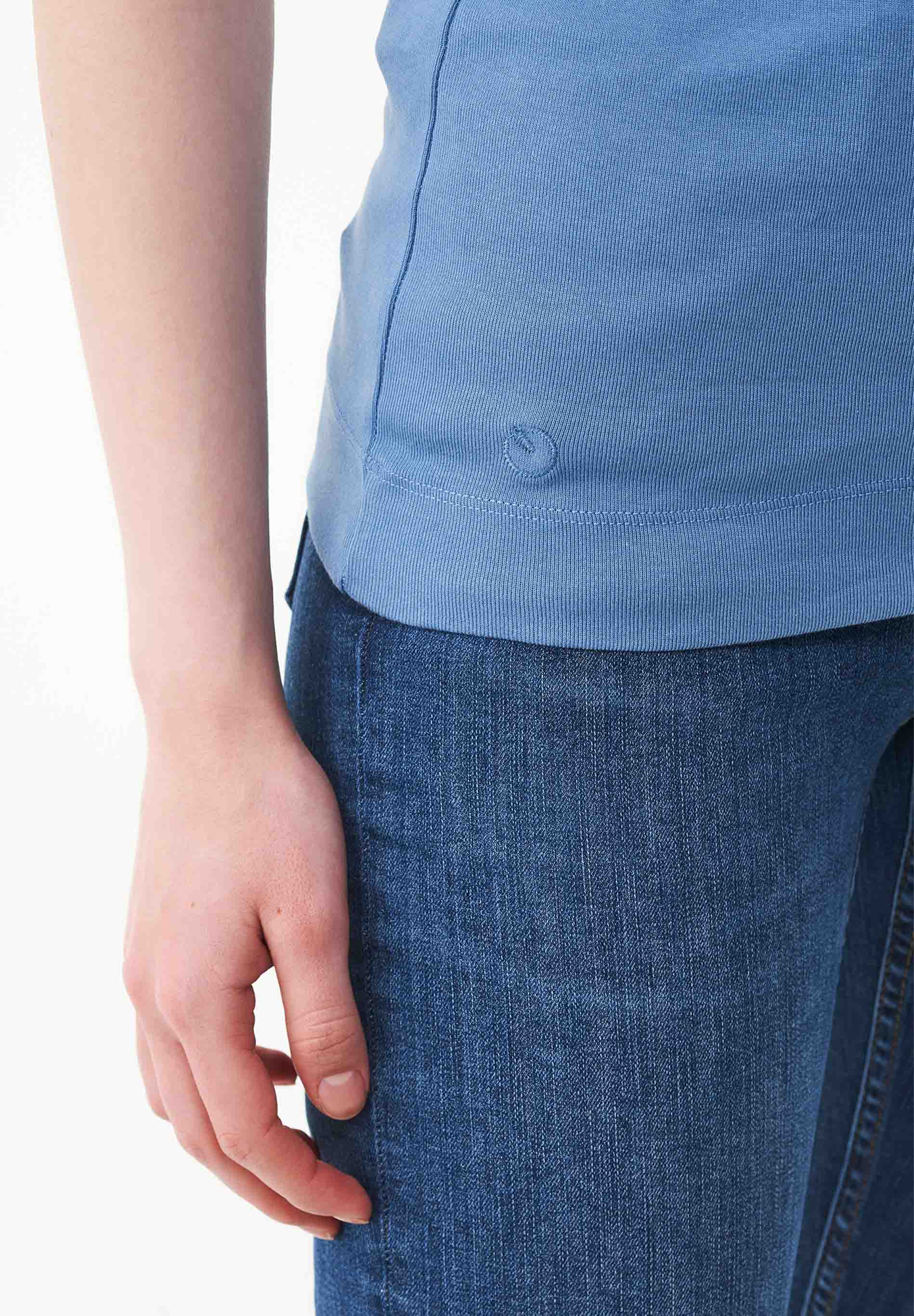 Ribbed Sleeveless Top in Organic Cotton in coronet blue (thin strap) - Ecomarket.com