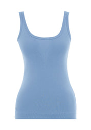 Ribbed Sleeveless Top in Organic Cotton in coronet blue (thin strap) - Ecomarket.com