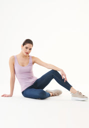 Ribbed Sleeveless Top in Organic Cotton in lavender (thin strap) - Ecomarket.com