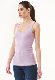 Ribbed Sleeveless Top in Organic Cotton in lavender (thin strap) - Ecomarket.com