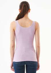 Ribbed Sleeveless Top in Organic Cotton in lavender (thin strap) - Ecomarket.com