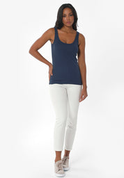 Ribbed Sleeveless Top in Organic Cotton in navy (thin strap) - Ecomarket.com