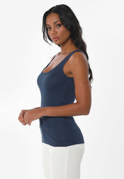 Ribbed Sleeveless Top in Organic Cotton in navy (thin strap) - Ecomarket.com