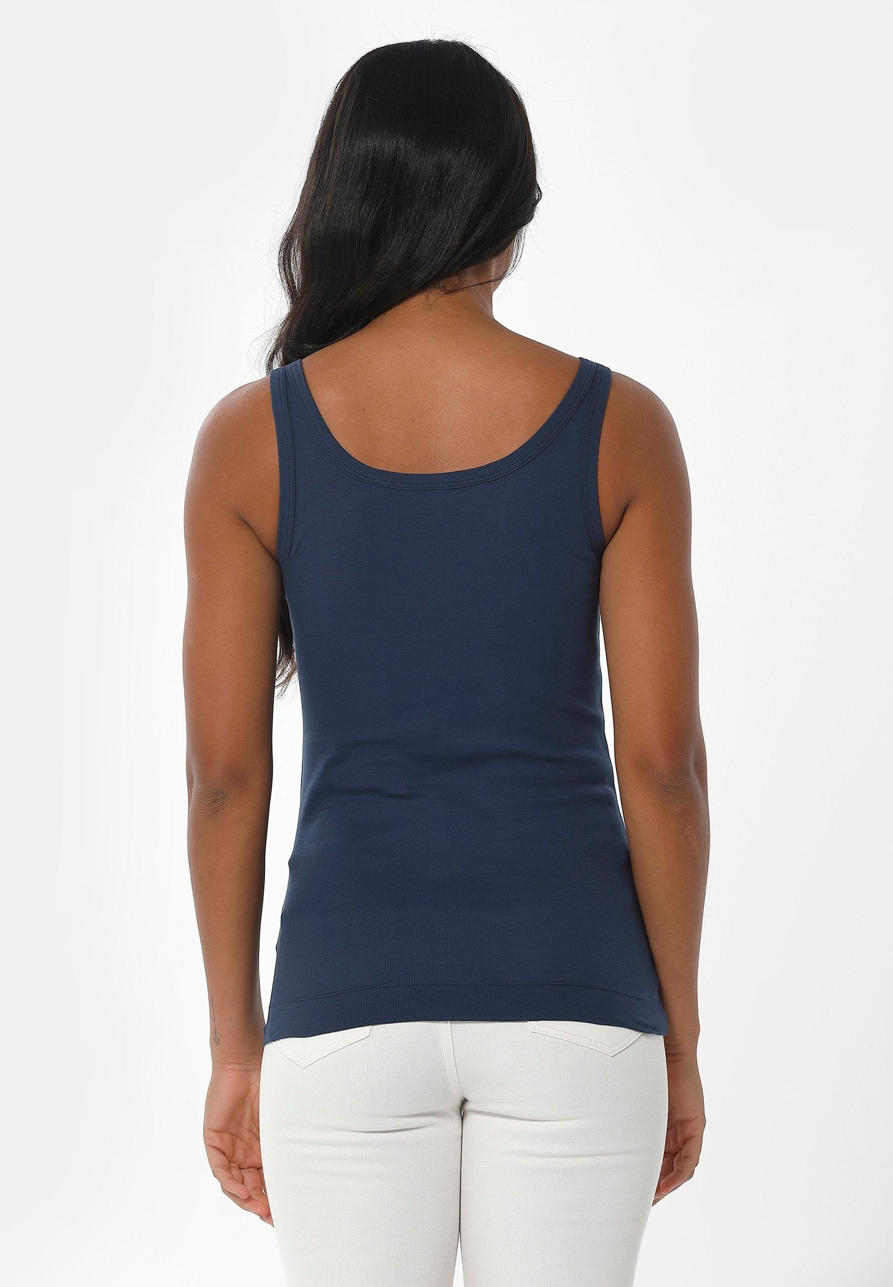 Ribbed Sleeveless Top in Organic Cotton in navy (thin strap) - Ecomarket.com