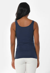 Ribbed Sleeveless Top in Organic Cotton in navy (thin strap) - Ecomarket.com