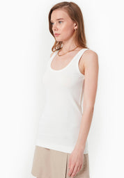 Ribbed Sleeveless Top in Organic Cotton in off white (thin strap) - Ecomarket.com