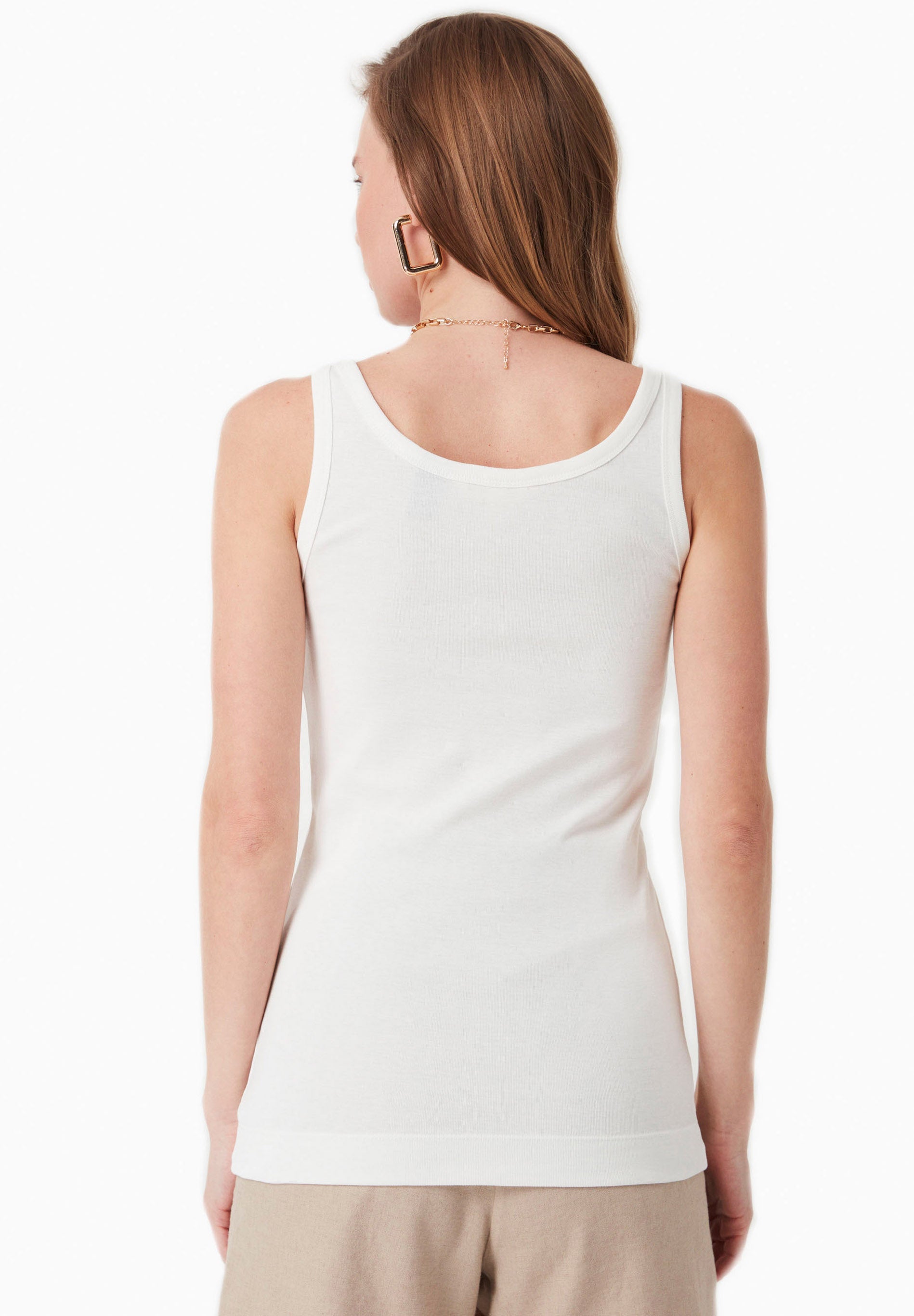 Ribbed Sleeveless Top in Organic Cotton in off white (thin strap) - Ecomarket.com