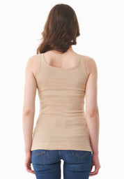 Ribbed Sleeveless Top in Organic Cotton in beige (thin strap) - Ecomarket.com