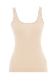 Ribbed Sleeveless Top in Organic Cotton in beige (thin strap) - Ecomarket.com