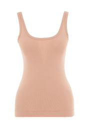 Ribbed Sleeveless Top in Organic Cotton in tan (thin strap) - Ecomarket.com