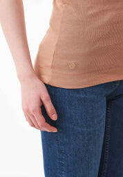 Ribbed Sleeveless Top in Organic Cotton in tan (thin strap) - Ecomarket.com