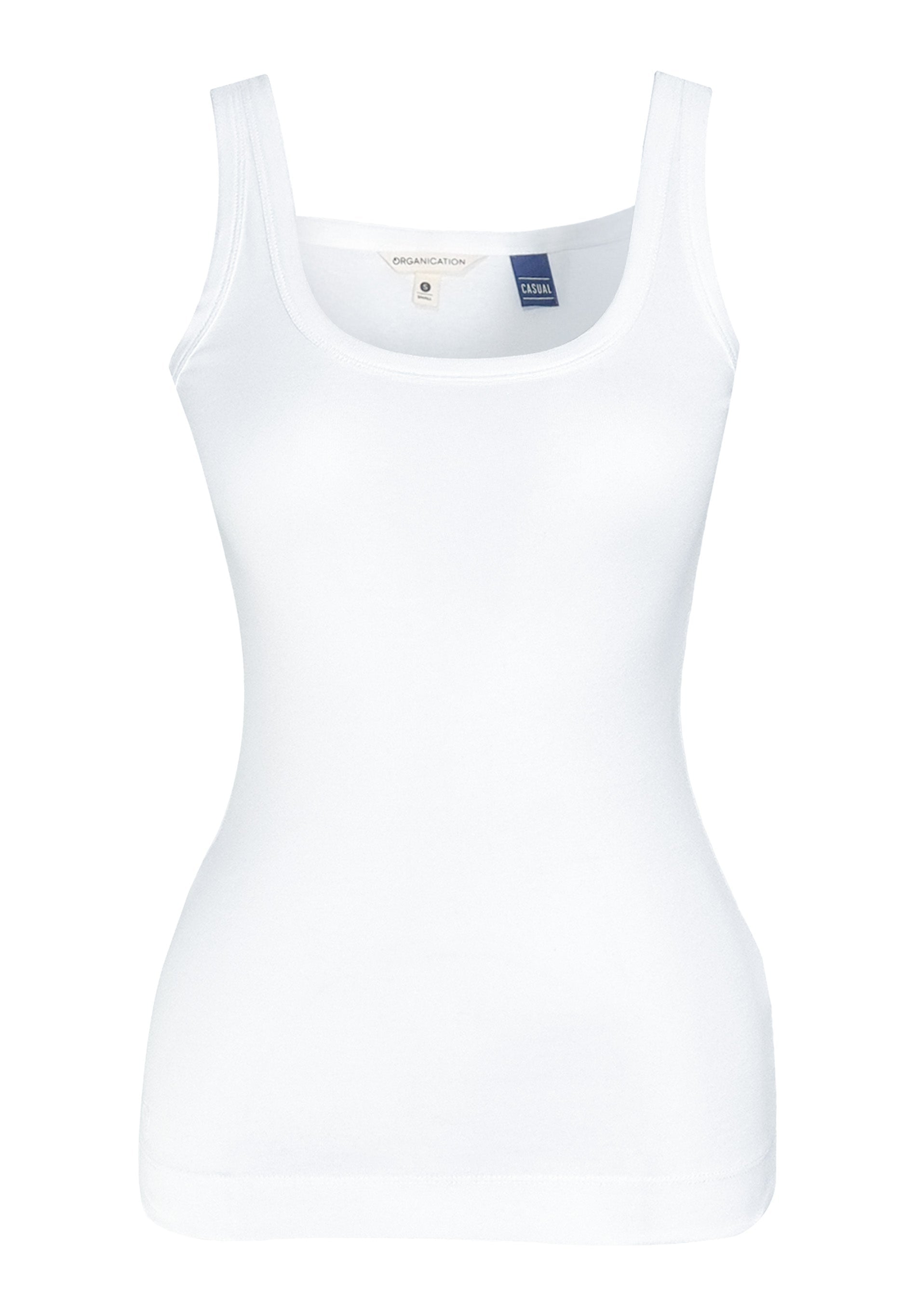 Ribbed Sleeveless Top in Organic Cotton in white (thin strap) - Ecomarket.com