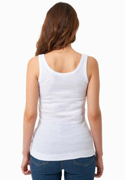 Ribbed Sleeveless Top in Organic Cotton in white (thin strap) - Ecomarket.com