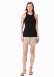 Ribbed Sleeveless Top in Organic Cotton in black (crew neck) - Ecomarket.com