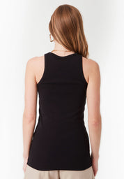 Ribbed Sleeveless Top in Organic Cotton in black (crew neck) - Ecomarket.com