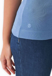 Ribbed Sleeveless Top in Organic Cotton in coronet blue (crew neck) - Ecomarket.com