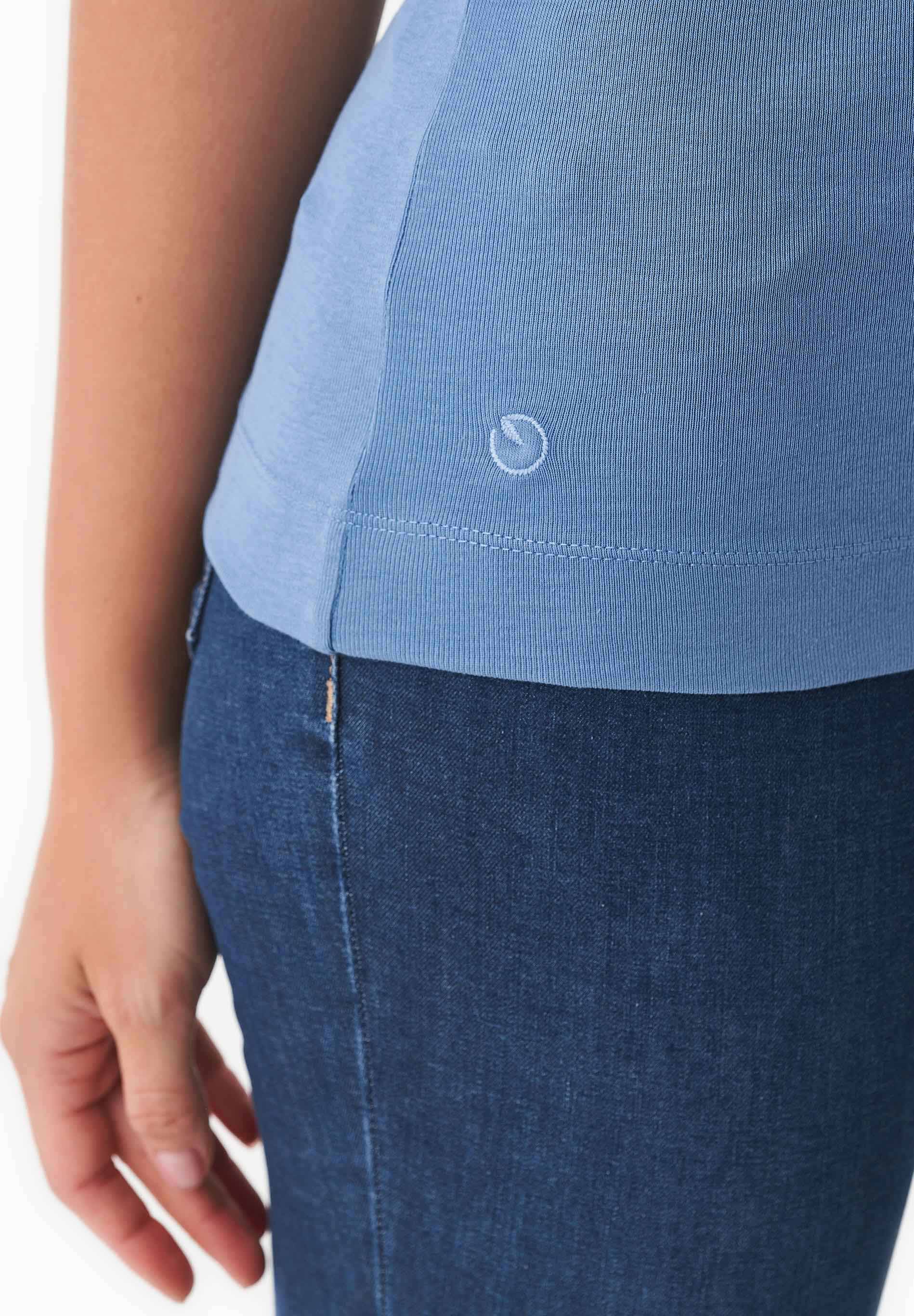 Ribbed Sleeveless Top in Organic Cotton in coronet blue (crew neck) - Ecomarket.com
