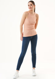 Ribbed Sleeveless Top in Organic Cotton in indian tan (crew neck) - Ecomarket.com