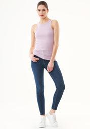 Ribbed Sleeveless Top in Organic Cotton in lavander (crew neck) - Ecomarket.com