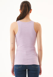 Ribbed Sleeveless Top in Organic Cotton in lavander (crew neck) - Ecomarket.com