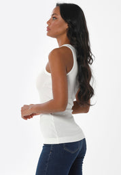 Ribbed Sleeveless Top in Organic Cotton in off white (crew neck) - Ecomarket.com