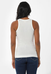 Ribbed Sleeveless Top in Organic Cotton in off white (crew neck) - Ecomarket.com