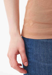 Ribbed Sleeveless Top in Organic Cotton in tan (crew neck) - Ecomarket.com