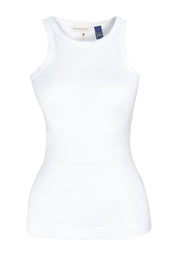 Ribbed Sleeveless Top in Organic Cotton in white (crew neck) - Ecomarket.com