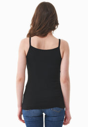 Ribbed Sleeveless Top in Organic Cotton in black (spaghetti strap) - Ecomarket.com