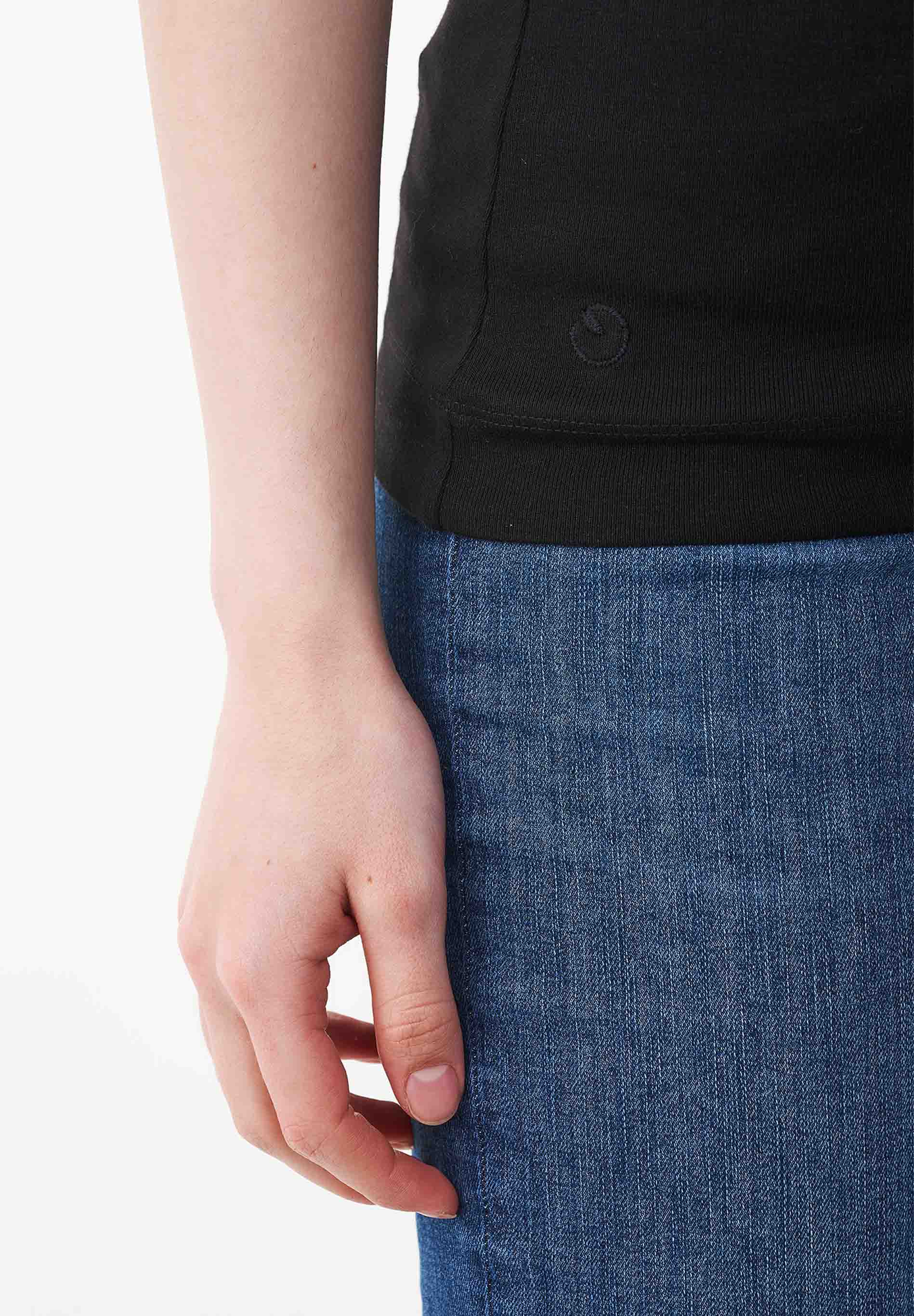Ribbed Sleeveless Top in Organic Cotton in black (spaghetti strap) - Ecomarket.com