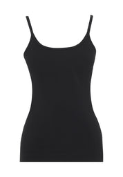 Ribbed Sleeveless Top in Organic Cotton in black (spaghetti strap) - Ecomarket.com