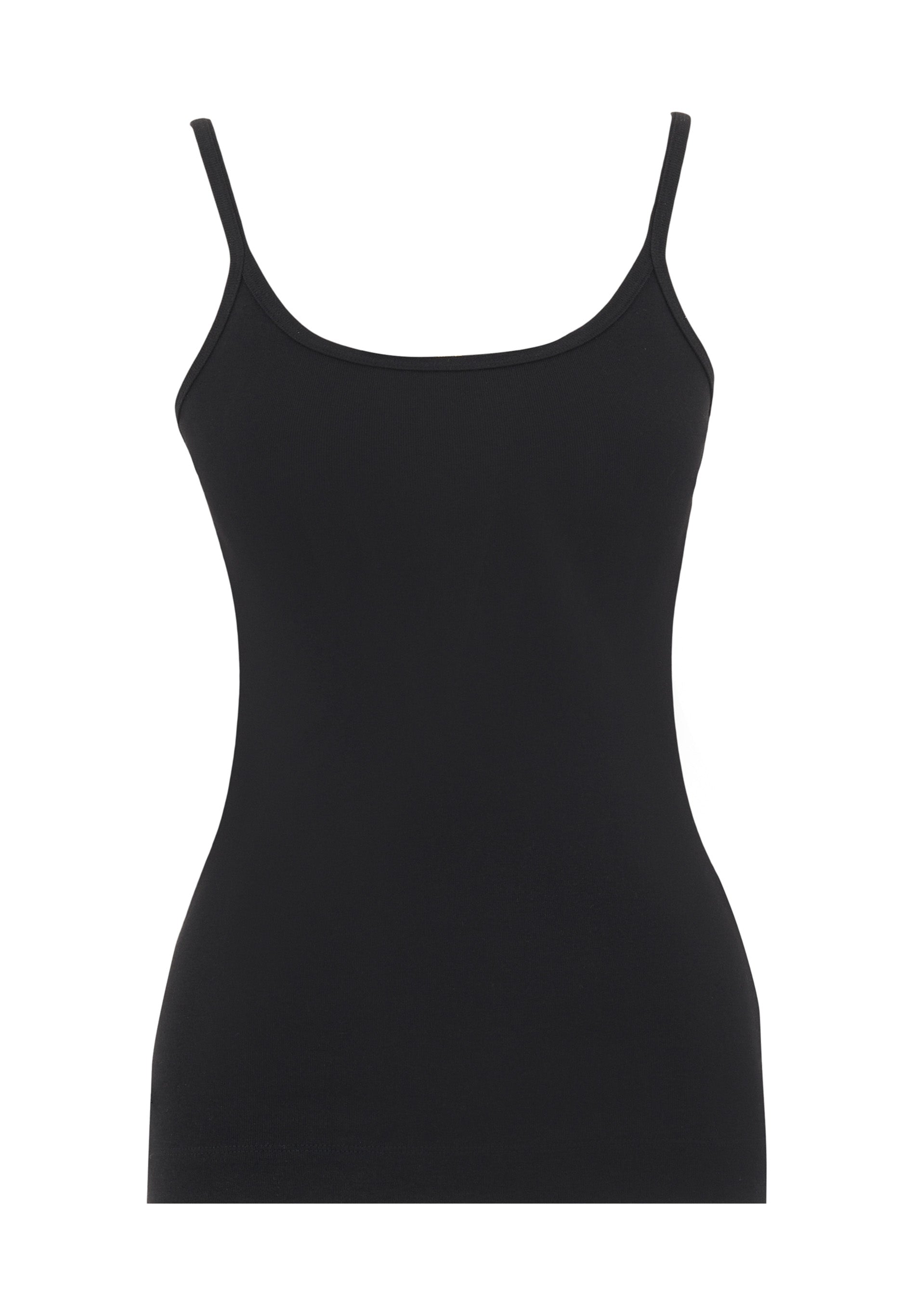 Ribbed Sleeveless Top in Organic Cotton in black (spaghetti strap) - Ecomarket.com