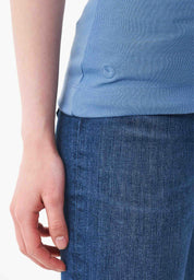 Ribbed Sleeveless Top in Organic Cotton in coronet blue (spaghetti strap) - Ecomarket.com
