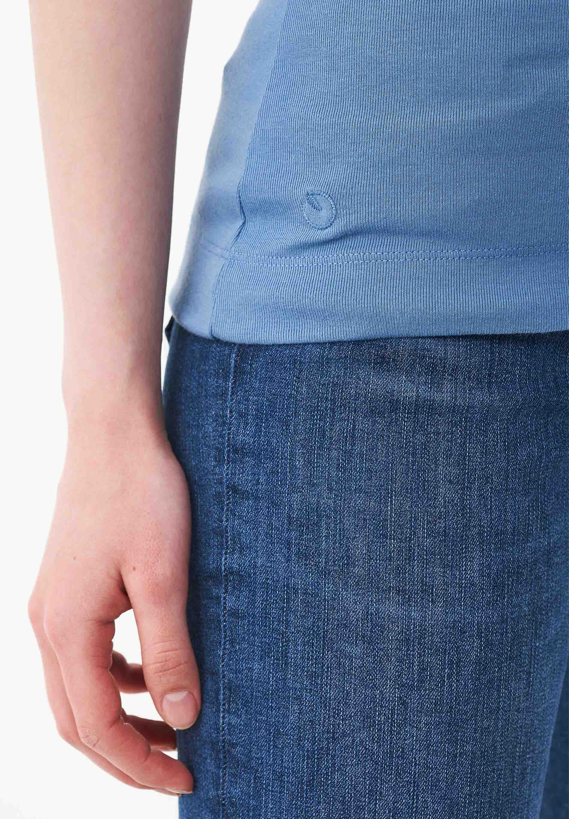 Ribbed Sleeveless Top in Organic Cotton in coronet blue (spaghetti strap) - Ecomarket.com
