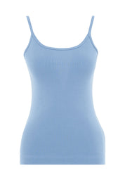 Ribbed Sleeveless Top in Organic Cotton in coronet blue (spaghetti strap) - Ecomarket.com