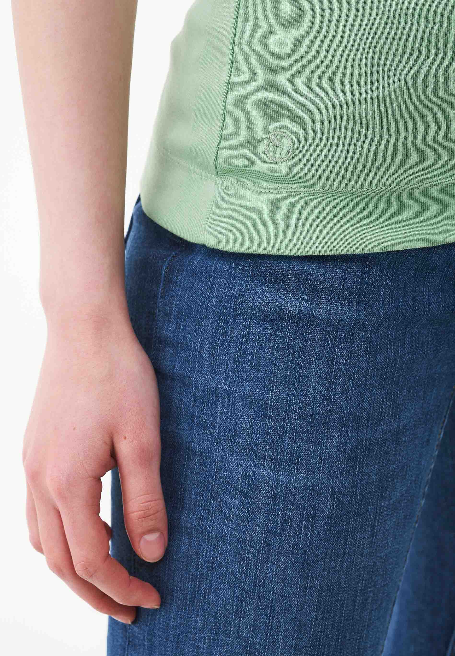 Ribbed Sleeveless Top in Organic Cotton in matcha green (spaghetti strap) - Ecomarket.com