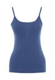 Ribbed Sleeveless Top in Organic Cotton in navy (spaghetti strap) - Ecomarket.com