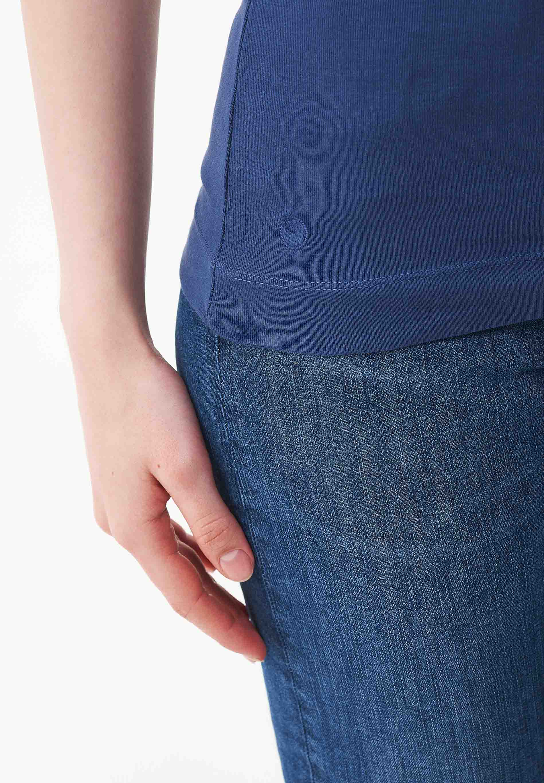 Ribbed Sleeveless Top in Organic Cotton in navy (spaghetti strap) - Ecomarket.com