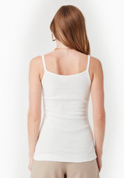Ribbed Sleeveless Top in Organic Cotton in off white (spaghetti strap) - Ecomarket.com