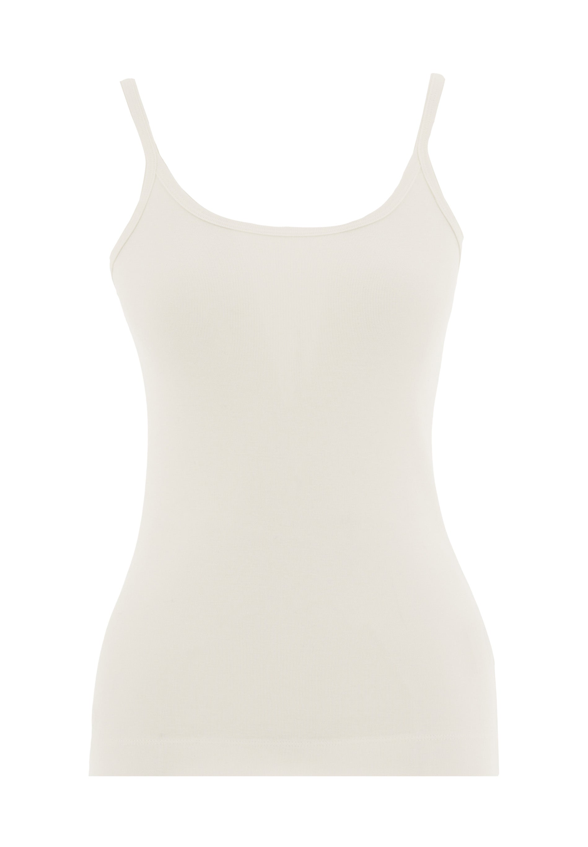 Ribbed Sleeveless Top in Organic Cotton in off white (spaghetti strap) - Ecomarket.com