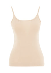 Ribbed Sleeveless Top in Organic Cotton in beige (spaghetti strap) - Ecomarket.com
