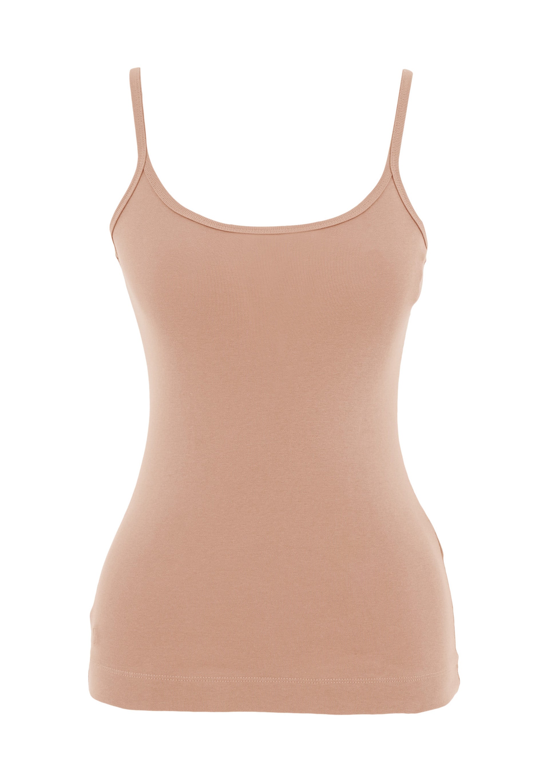 Ribbed Sleeveless Top in Organic Cotton in tan (spaghetti strap) - Ecomarket.com