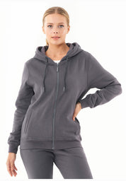 Soft Touch Zip Hoodie in 100% carbon-brushed Organic Cotton in intense grey - Ecomarket.com