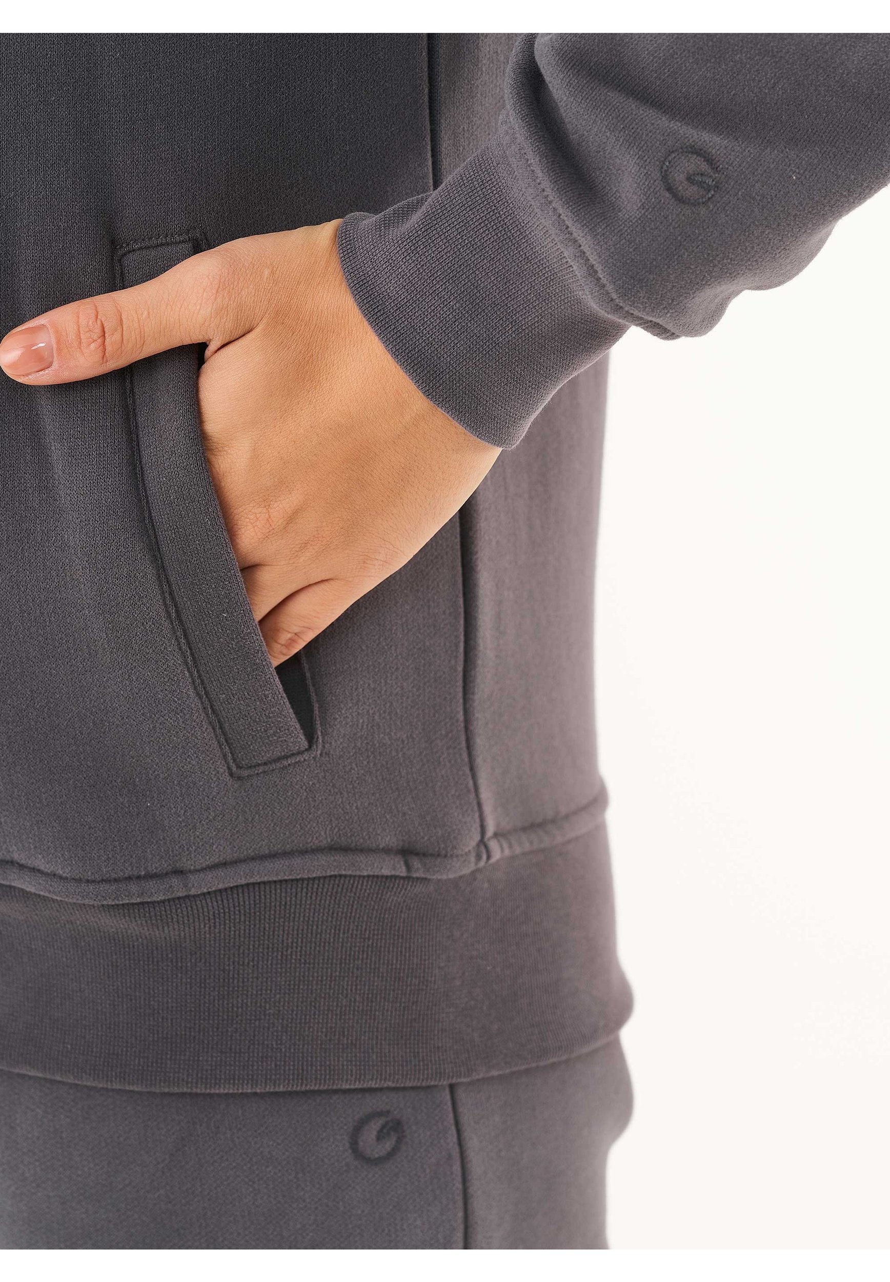 Soft Touch Zip Hoodie in 100% carbon-brushed Organic Cotton in intense grey - Ecomarket.com