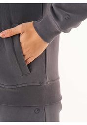 Soft Touch Zip Hoodie in 100% carbon-brushed Organic Cotton in intense grey - Ecomarket.com