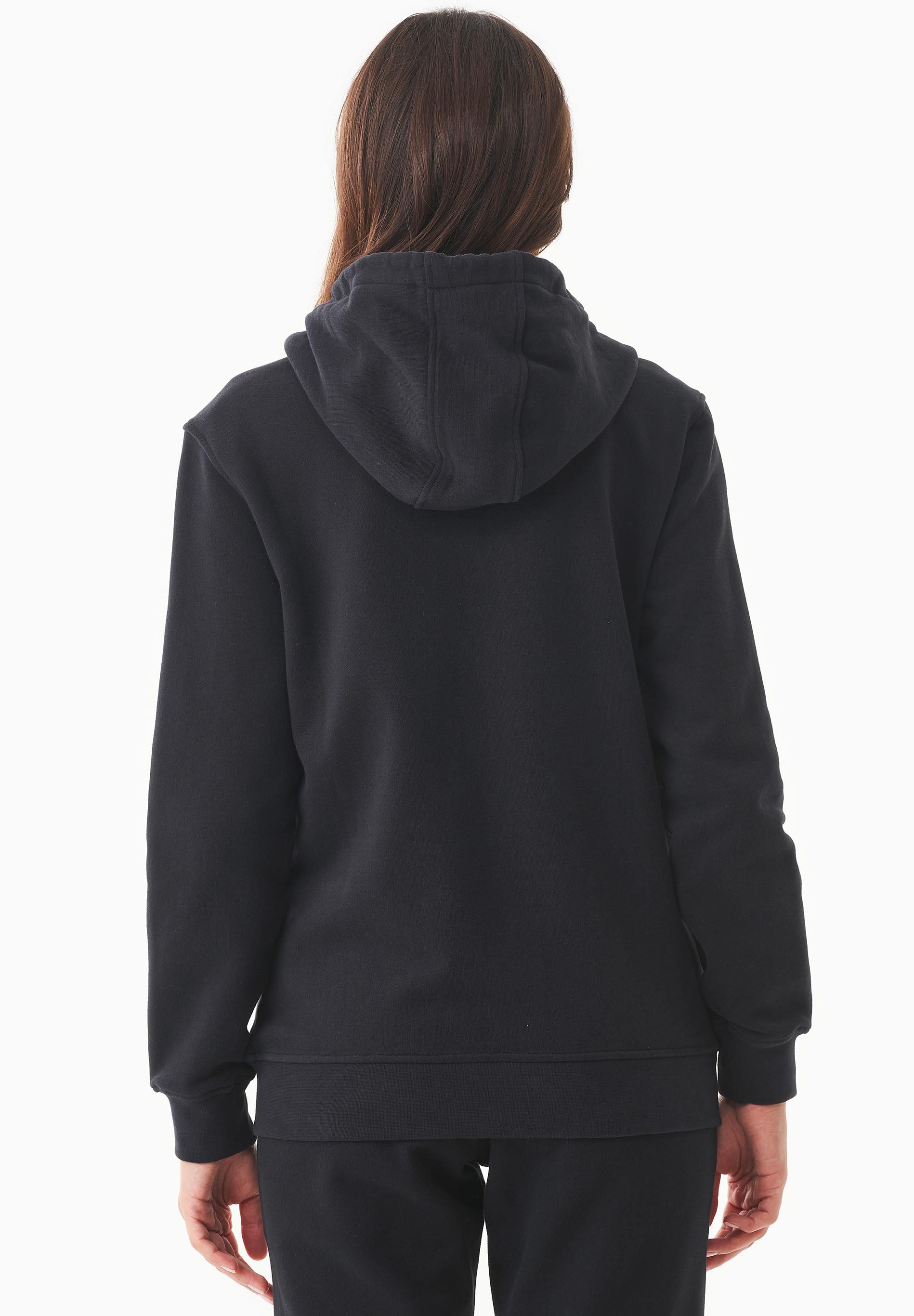 Soft Touch Zip Hoodie in 100% carbon-brushed Organic Cotton in black - Ecomarket.com
