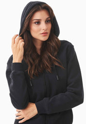 Soft Touch Zip Hoodie in 100% carbon-brushed Organic Cotton in black - Ecomarket.com