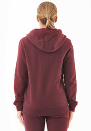 Soft Touch Zip Hoodie in 100% carbon-brushed Organic Cotton in bordeaux - Ecomarket.com