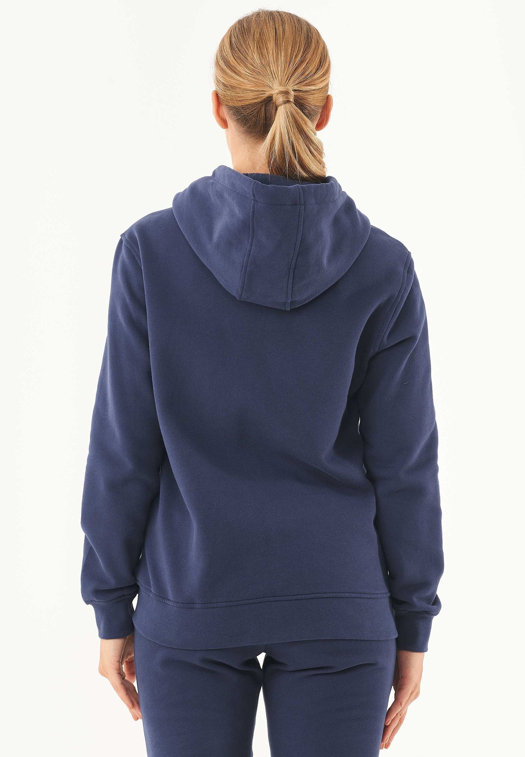 Soft Touch Zip Hoodie in 100% carbon-brushed Organic Cotton in navy - Ecomarket.com